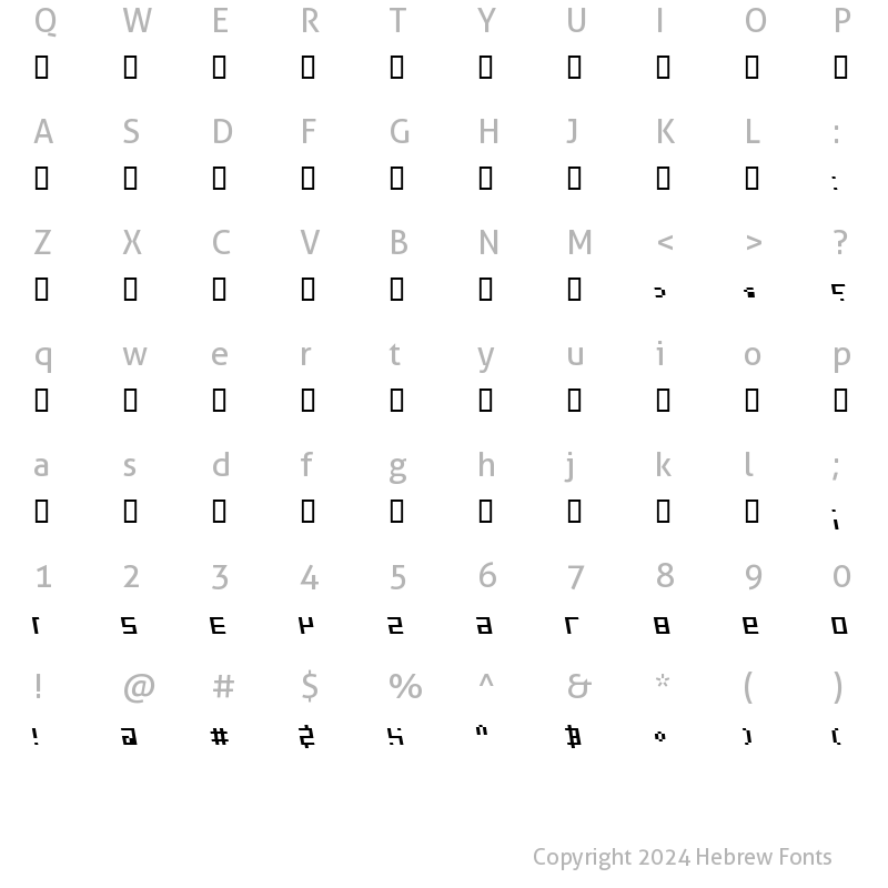Character Map of X_Shimshon Italic
